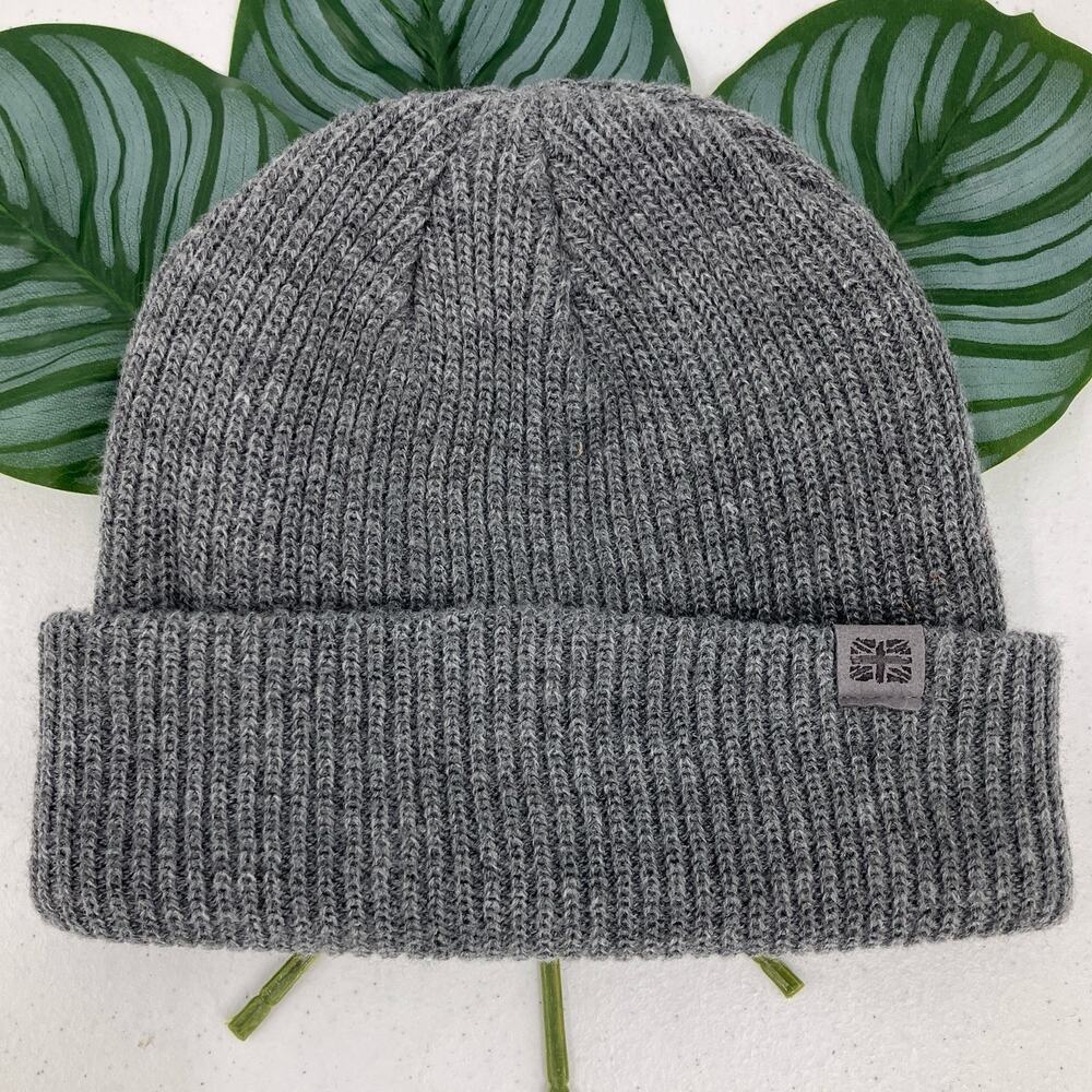 Britt's Knits Gray Ribbed Cuffed Knit Men's Craftsman Winter One Size Beanie Hat